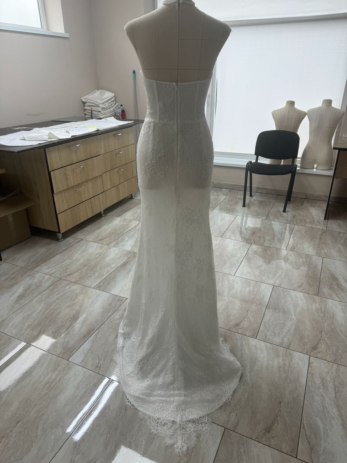 Cassiopea Gown For Cora - Lace Gown with Sleeves and Corset ๐ธ without Train