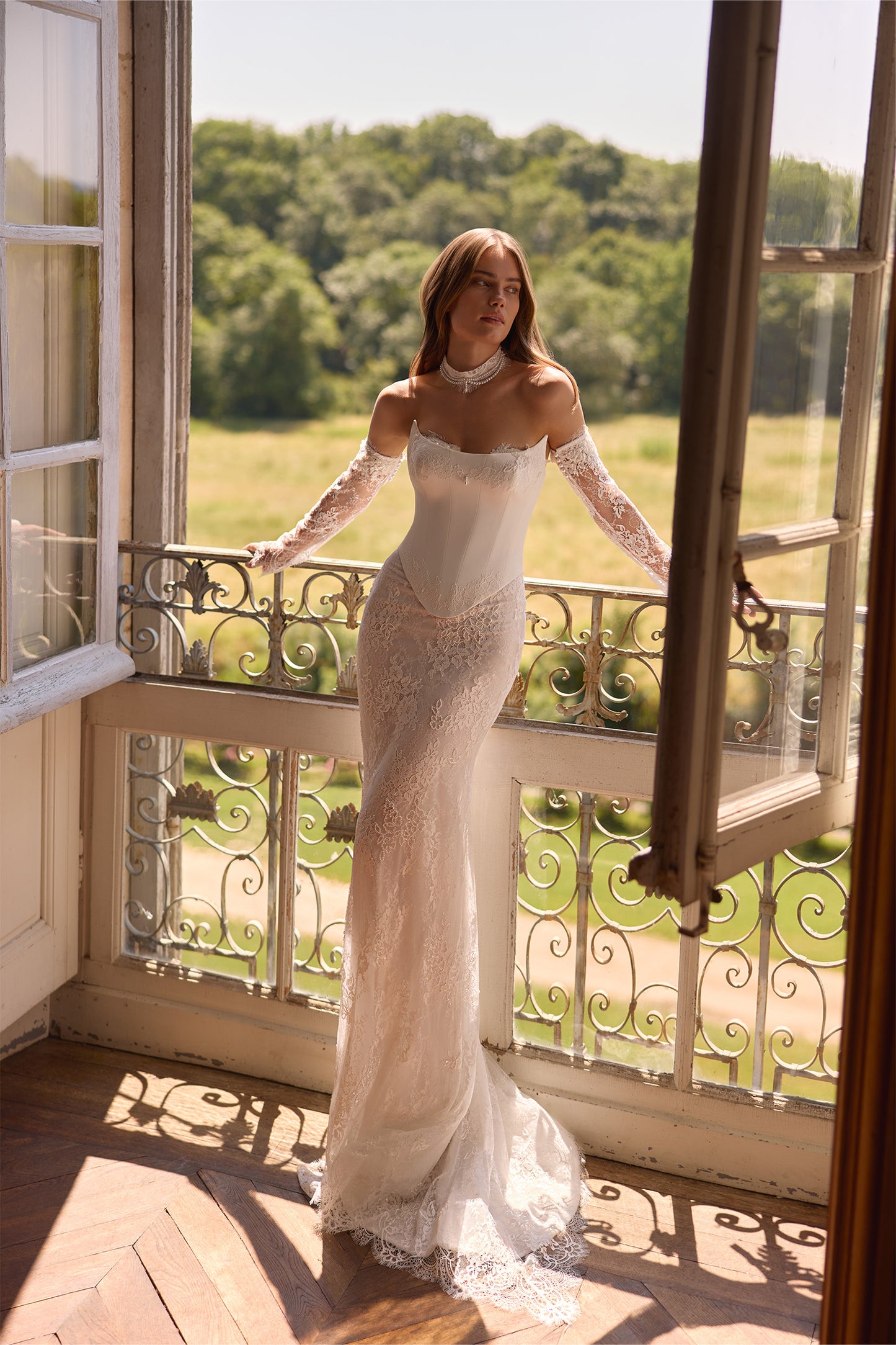 Cassiopea Gown For Cora - Lace Gown with Sleeves and Corset 🌸 without Train